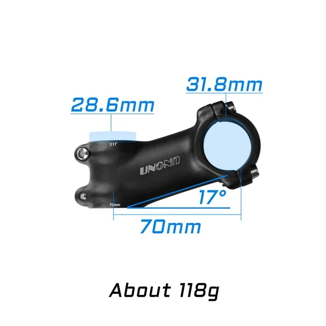 UNO MTB-Fahrradvorbau -7 17 35 Grad ultraleichte Aluminiumlegierung 31,8 mm 60 70 80 90 100 110 120 130 mm Rennradvorbau King Alloy