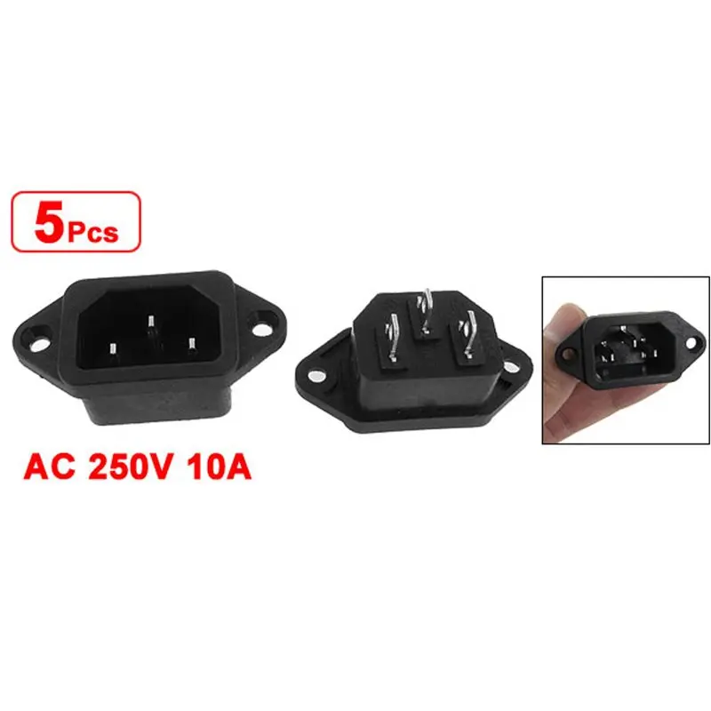PHILE-25 Pcs 3P IEC 320 C14 Male Plug Panel Power Inlet Sockets Connectors AC 250V 10A