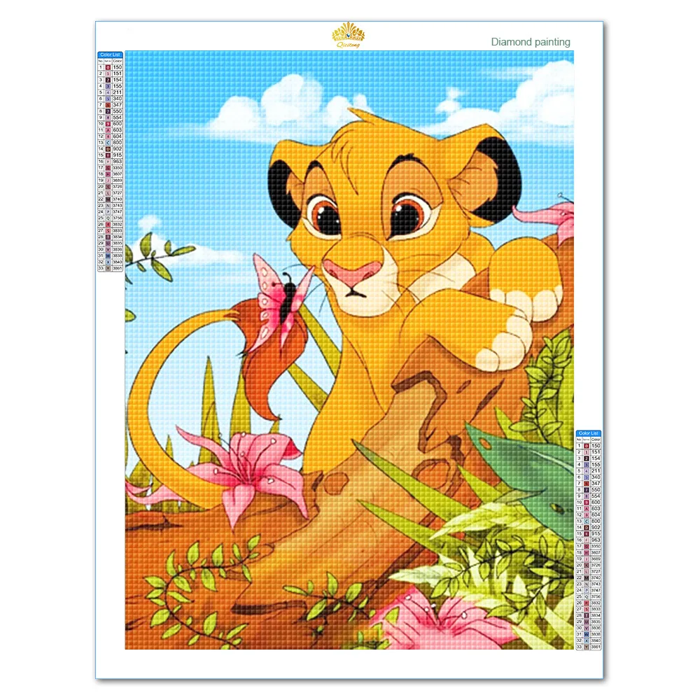 Disney Lion King Pig Cartoon Diamond Painting Animal Series Mosaic Embroidery Children's Kid Creative Home Decor 2023