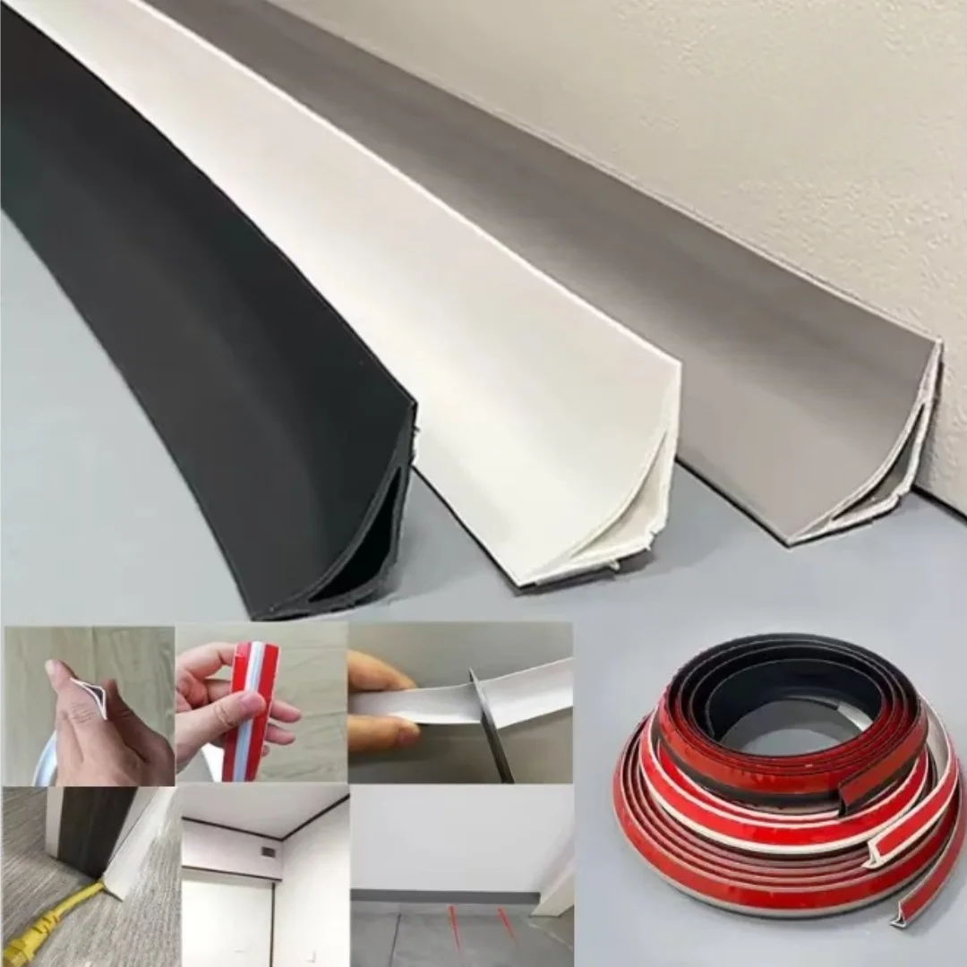 Línea de esquina interior de PVC, tira decorativa para esquina interior de suelo de madera, línea decorativa, tira de presión, tira circular autoadhesiva para armario