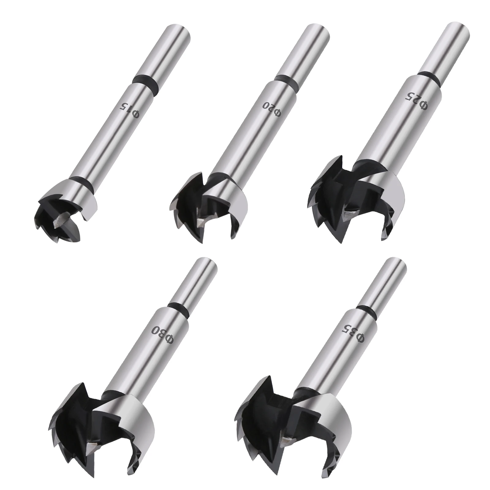 Versery 5PCS/Set 15/20/25/30/35mm Forstner Boring Drill Bits Kit Woodworking Self Centering Hole Saw Wood Cutter Tools Set