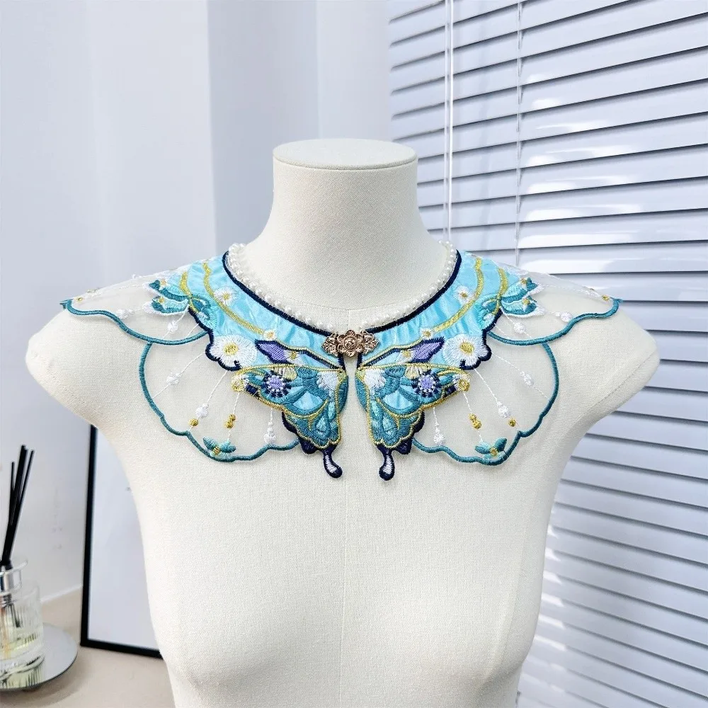 Embroidery Decoration Hanfu Shawl Detachable Collar Butterfly Embroidery Cloud Shoulder Handmade Traditional Style Yunjian