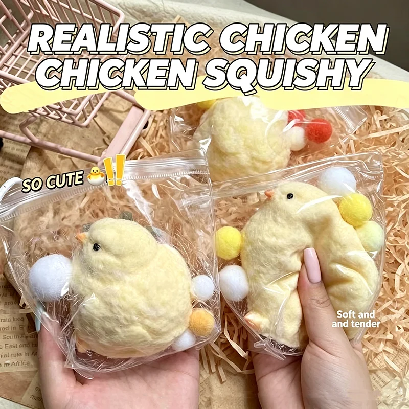 Velvet-textured silicone soft plush toy chicken squeeze toy for stress relief and fun de-stressing toy - view 2