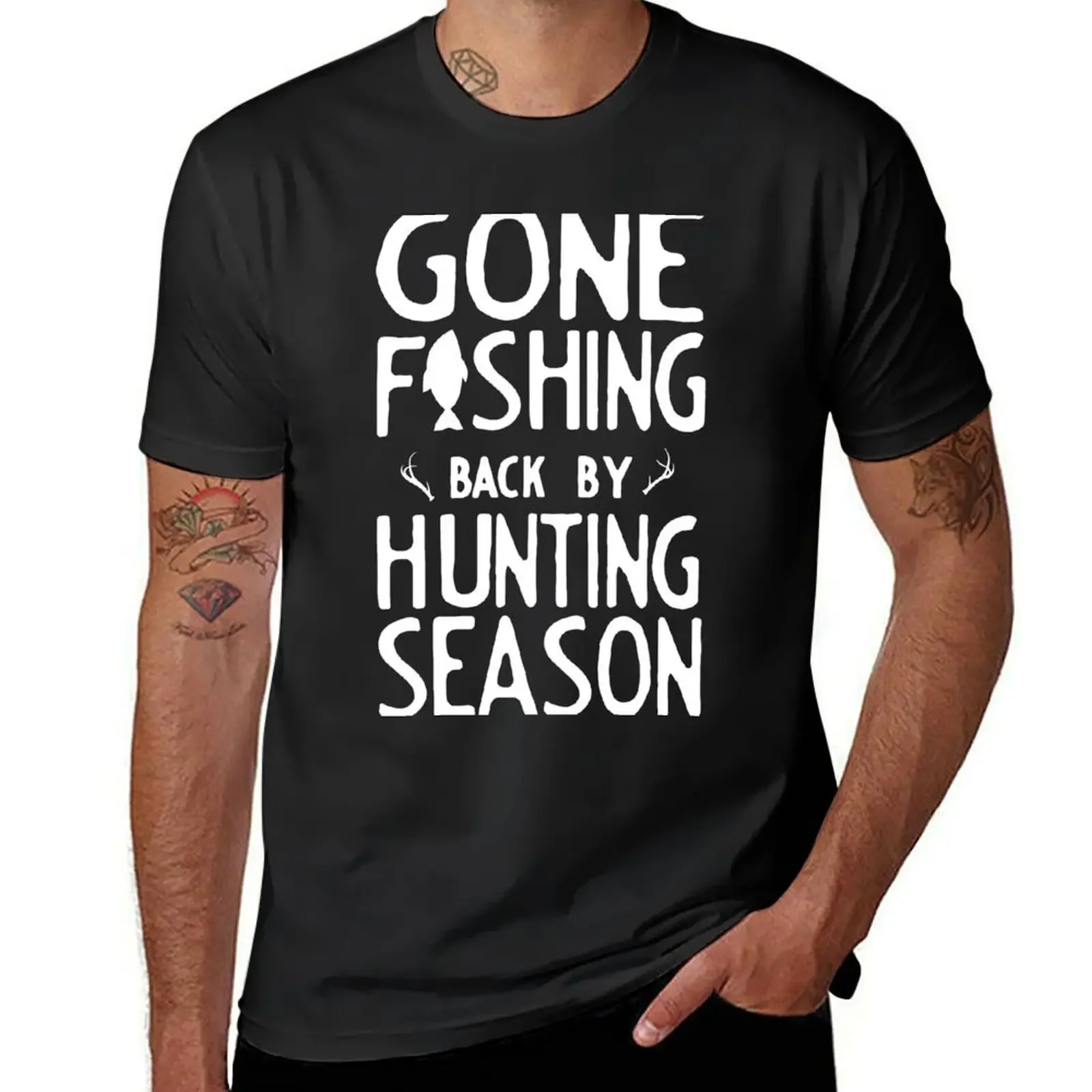 

Gone Fishing. Back by hunting season T-Shirt cute clothes graphic tee shirt mens designer clothes