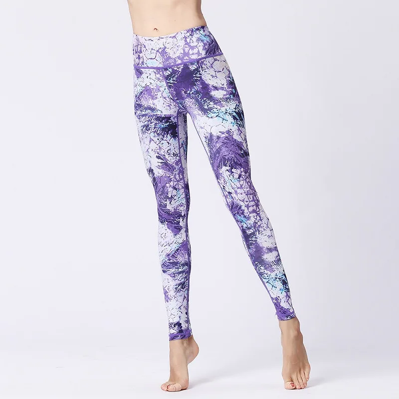 Calças de yoga femininas altura apertada cintura-lift hip leggings esportes calças de fitness alta primavera impressa calças de yoga