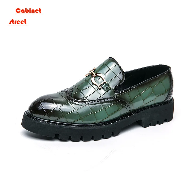 Plus Size 46 British Casual Leather Dance Shoes Business Formal Big Head Shoes Thick Soles Increase Casual Groom Shoes