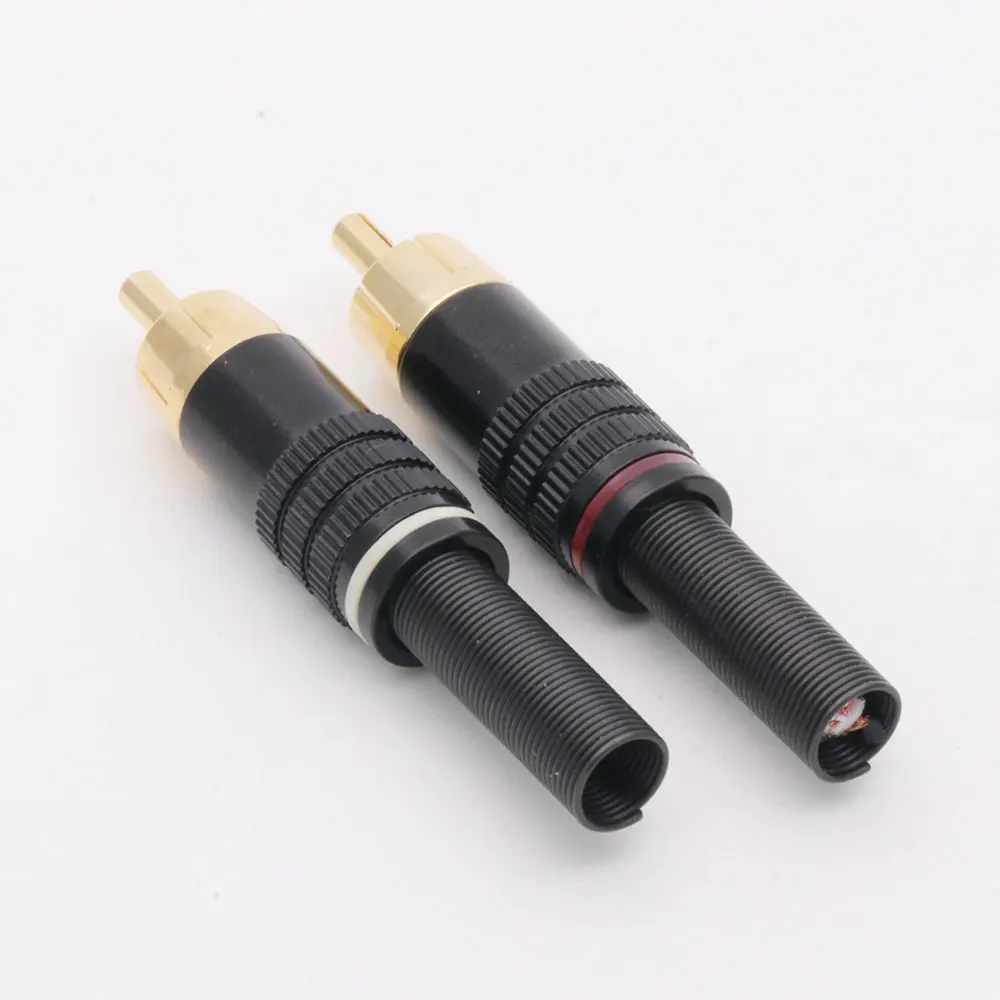 8pcs/4pairs RCA Connector Male RCA  jack Plug AV Plugs for PC Audio Video Welding DIY with Metal Spring Copper material