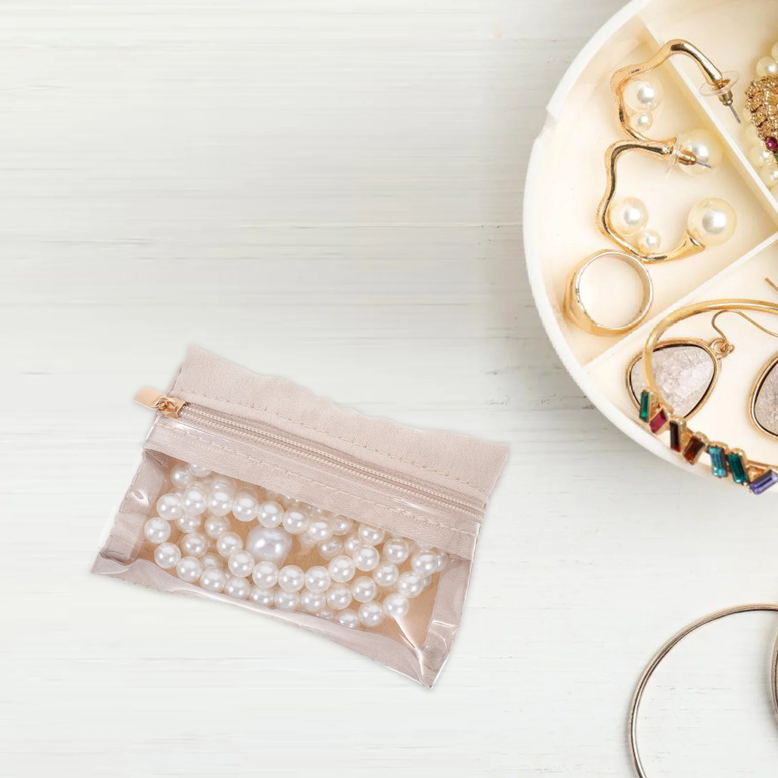 

6Pcs Portable Jewelry Storage Bags Thickened Clear Pouches with Zipper for Earrings Rings Necklaces Travel Organizing Small