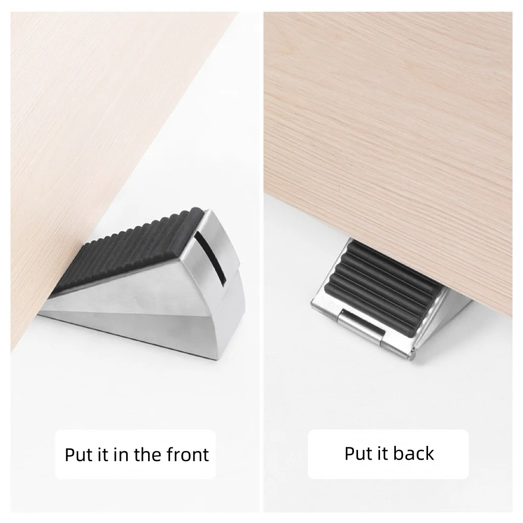 Home Heavy‑Duty Zinc Alloy Self‑Drilling Door Stopper, Movable Rubber Windproof Anti‑Collision Anti‑Slip Soft Door Limiter