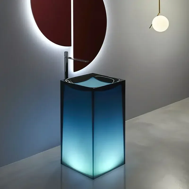 حوض غسيل يدوي من الراتنج الأكريليك CHKJ، حوض غسيل يدوي بقاعدة شفافة ملونة وشفافة