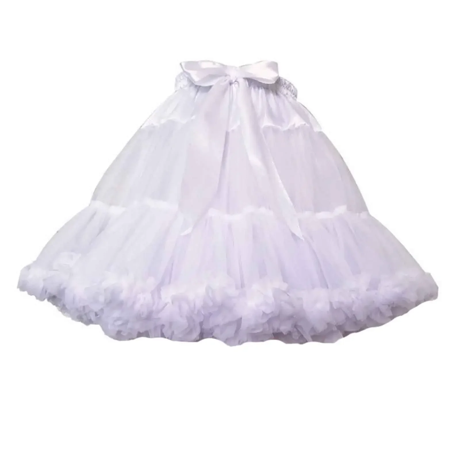 Women's Sheer Tutu Skirt Tulle Mesh Layered Mini Skirt Vintage Elastic Waistband Pleated Skirt Homecoming Prom Dress