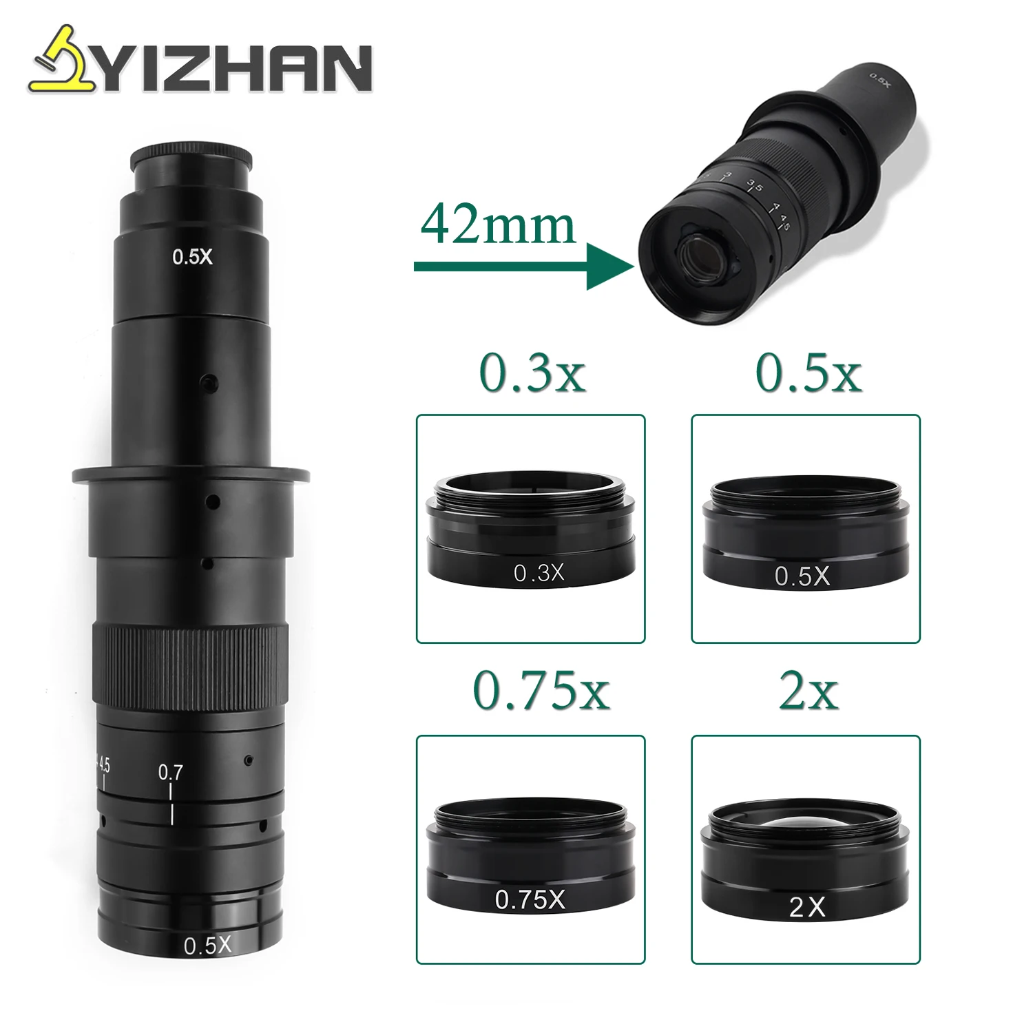 

Barlow Lens 0.3X 0.5X 0.75X 2X 42mm Install Thread Professional Monocular Microscope Auxiliary Objective For 10A 120x 180x 300x