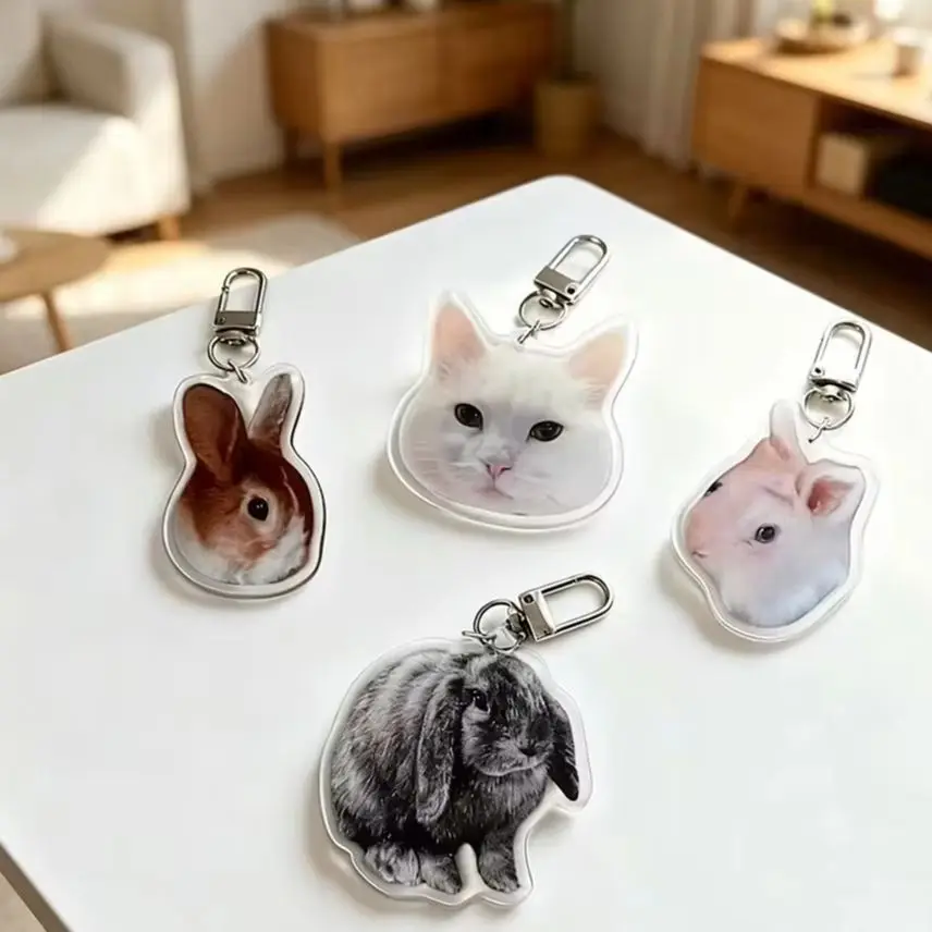 Customized Acrylic Cat Photo Keychain Personalized Pets Picture Keychain Souvenir The Best Gifts For Pets Backpack Hanging Chain