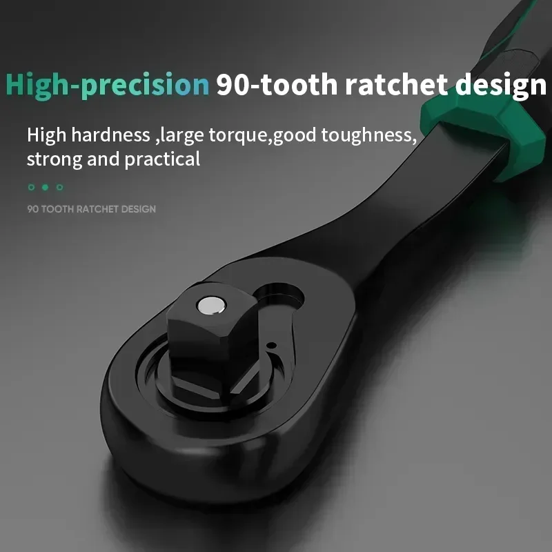 Inch Ratchet Wrench Tool DIY Ratchet Handle 90-Tooth Drive Ratchet Multi-funtion Socket 1/4 3/8 1/2 Convenient Professional