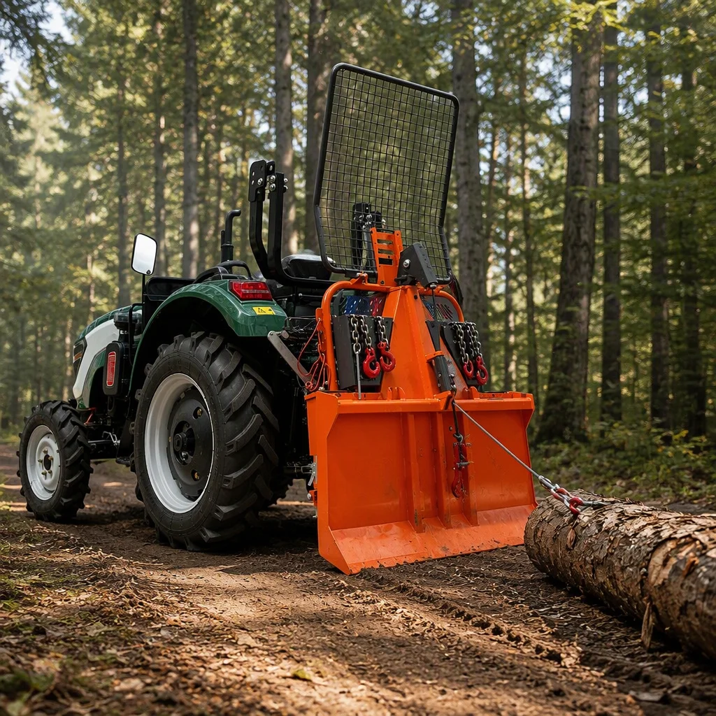 for^Tractor Mounted Hydraulic Forestry Winch Log Hauling Pulling Attachment