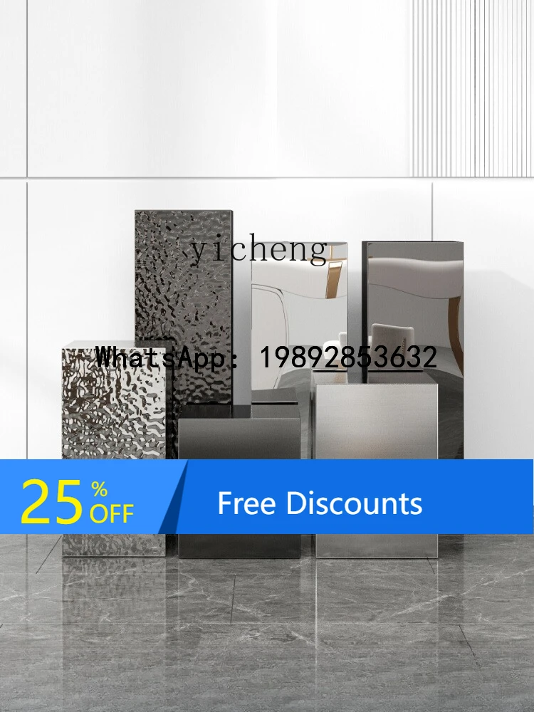 silver stainless steel sculpture base custom walkway device water ripple metal floor base ornament