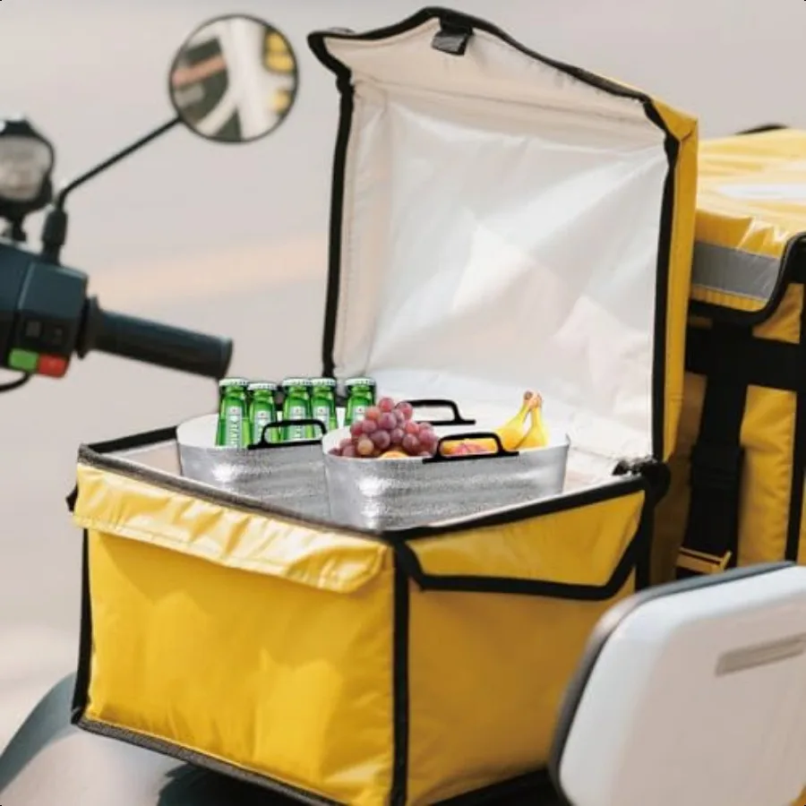 5 قطعة حقيبة احباط معزولة مع مقابض 13.4x9.4x13 بوصة قابلة لإعادة الاستخدام المحمولة أكياس الشحن الحرارية مقاوم للماء للقهوة TakeAw