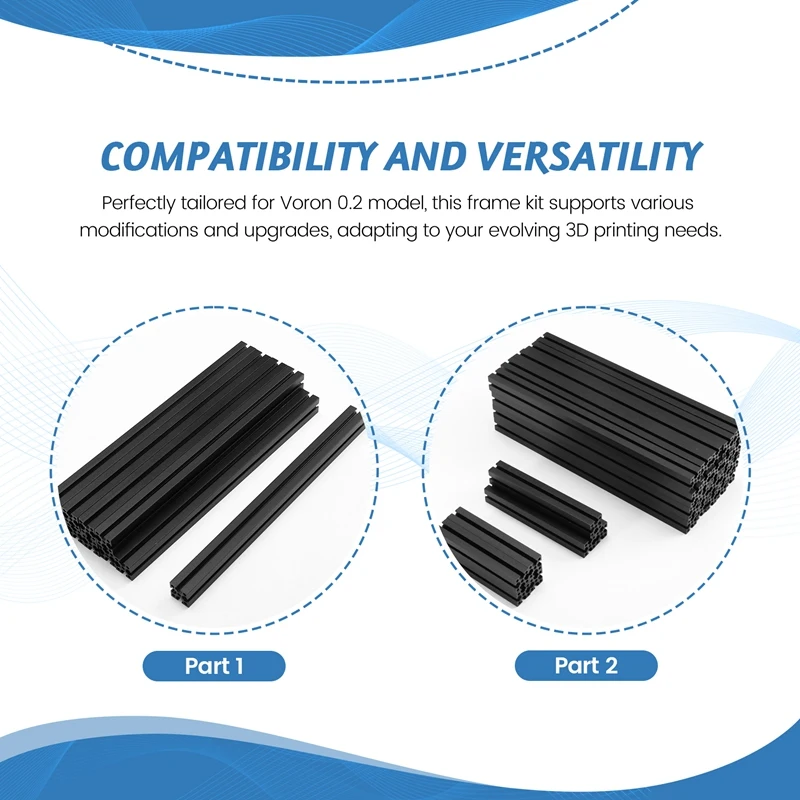 For VORON 0.2 V0.2 1515 Aluminum Frame Extrusion Tophat Kit For Enhanced 3D Printing Pre-Tapped & Drilled