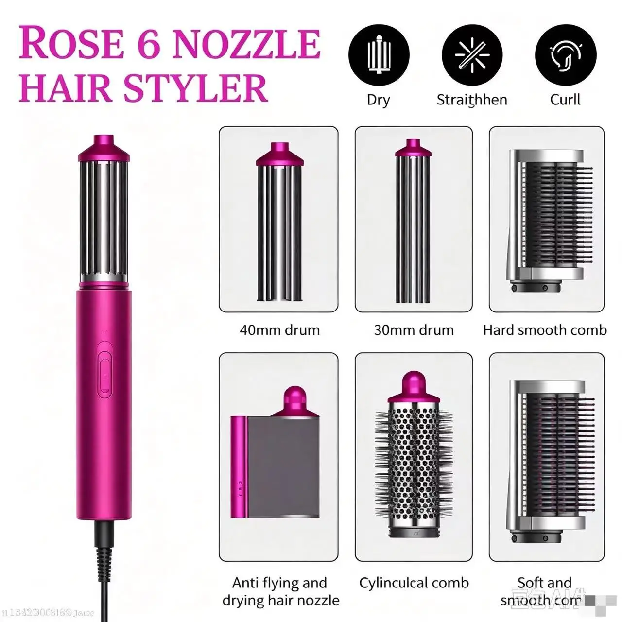 SenCiciMen X9 Multi Hair Styler Hot Air Brush Curling Iron Hair Dryer Salon Professional Curly Hair Styler Barrelhairdryerholder