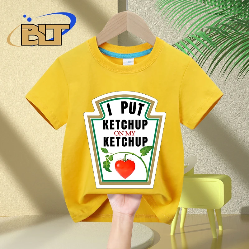 Ho messo KETCHUP sul mio KETCHUP stampato t-shirt per bambini estate regalo a maniche corte in puro cotone per bambini per ragazzi e ragazze