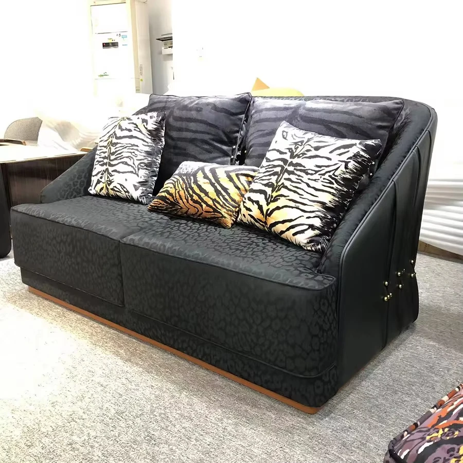Italian luxury leather sofa furniture set modular combination