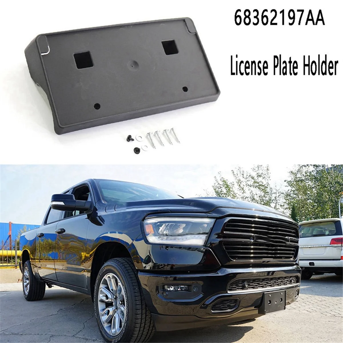 Automotive License Plate Photo Holder License Plate Holder Mounting Bracket for RAM 2500 3500 2019-2021 68362197AA