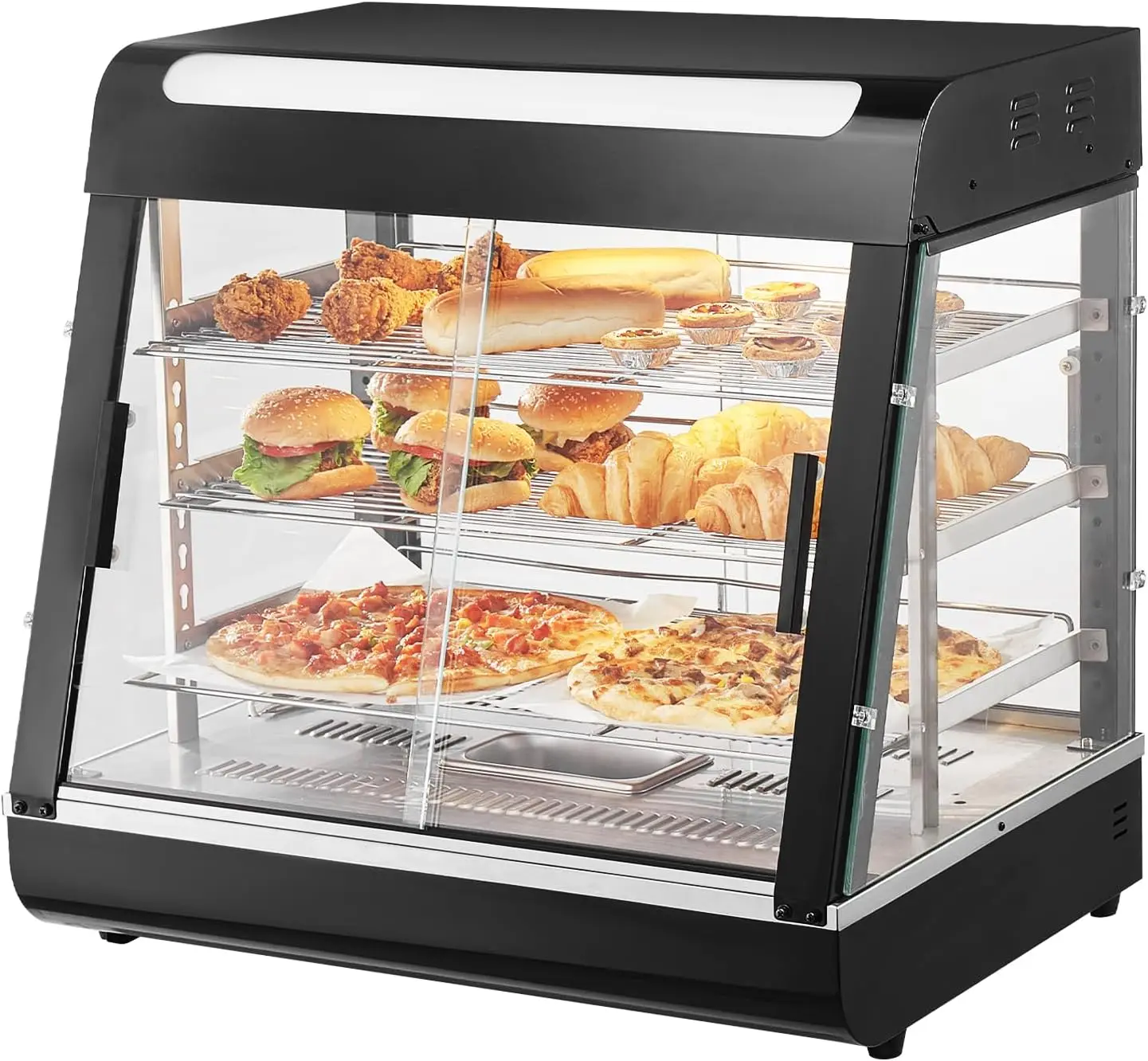 Vevor 3-Tier Commercial Food Warmer Display, 1200W Food Display Warmer With Light, Adjustable Shelf And Temperature Display,