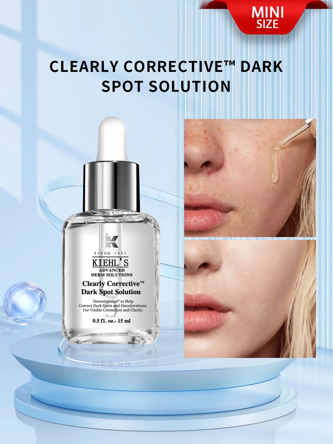

Корректирующий точечный раствор Kiehl's Clearly Dark — уменьшает гиперпиг и следы после прыщей — 0,5 FL.OZ./15 мл Мини-размера