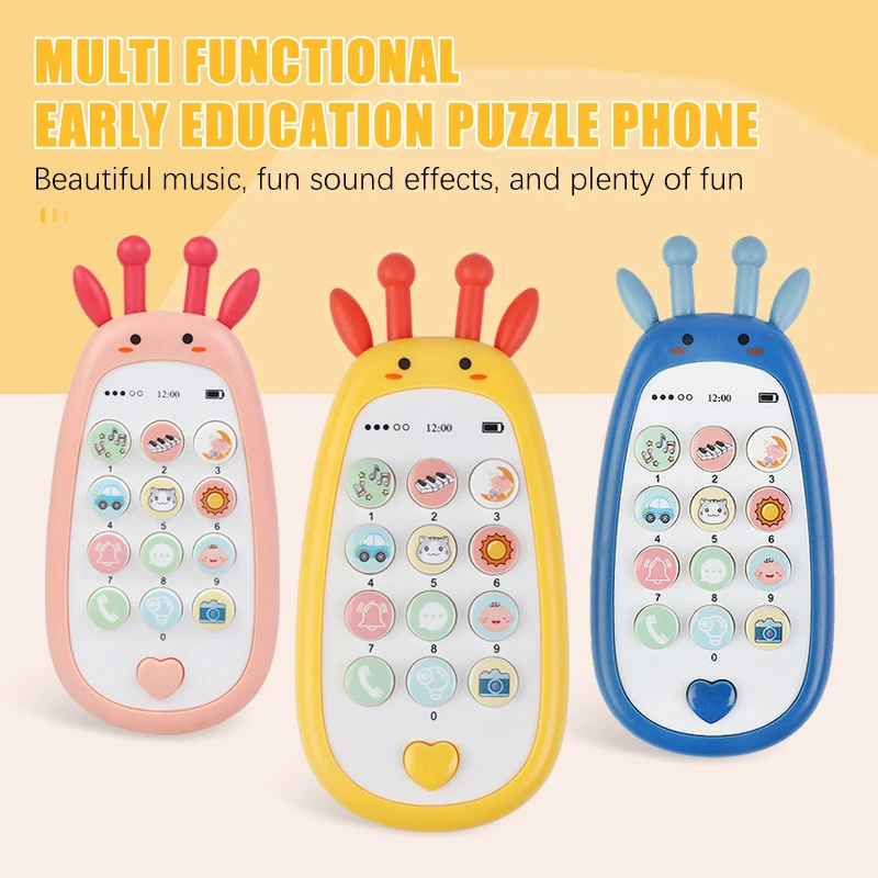 Telefone eletrônico com voz musical para bebê, brinquedo mordedor bonito, máquina de aprendizado educacional precoce, presentes de celular para crianças