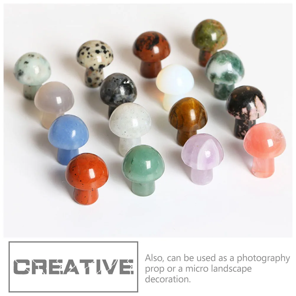 

4pcs Garden Landscaping Ornaments Diy Parts Gemstone Mushroom Statues Long Lasting Flowerpot Mushrooms Crystal Stone Mushrooms