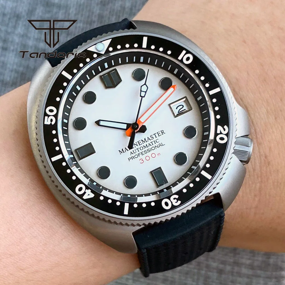 Tandorio Titanium NH35A 44mm 20Bar Light Weight Automatic Dive Watch for Men Sapphire Crystal Ceramic Bezel Date Rubber Strap