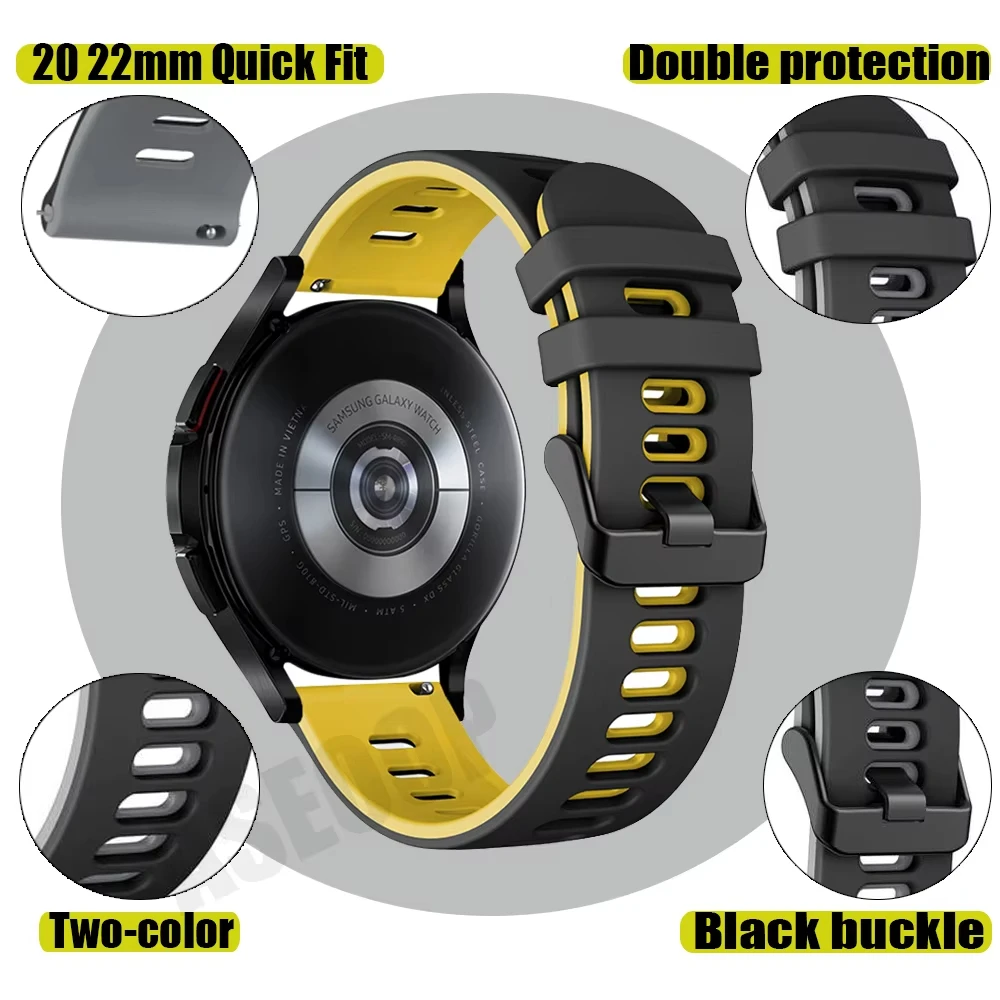Cinturino in silicone bicolore da 22 mm per Huawei Watch 5 4 3 Pro 46mm cinturino sportivo per Huawei Watch GT 5 Pro/GT5 GT4 GT3 GT2 braccialetto
