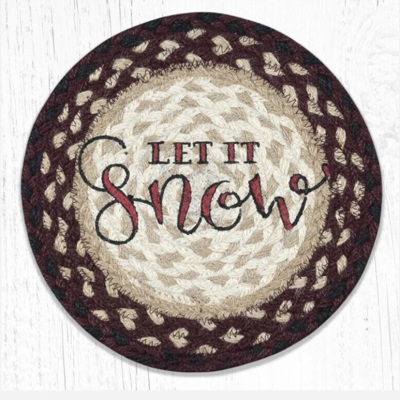 

Rug Braided Jute Round Placemat Multi-function Round Mat SNOW Capital Pattern Decorative Chair Mat Bedside Floor Carpet