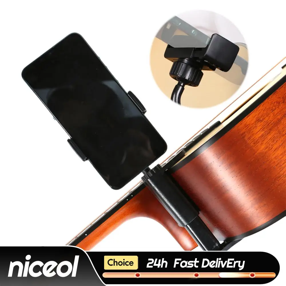 Guitar Stand Holder Hands-Free Thick Guitar Cellphone Mount Multi-Purpose Guitar Camera Clamp for Microphones Stand/Smartphones