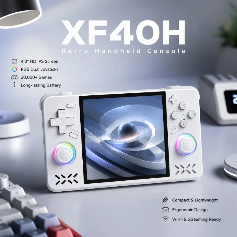 Handheld Gaming Consoles Xf40h Retro Open‑Source Game Player 4 Inch Hd Screen Wifi Multiplayer Portable Nostalgic Gaming Device