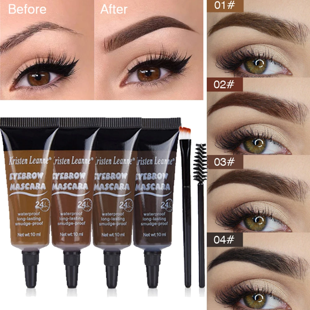 Liquid Eyebrow Tint with Brush Waterproof Natural Mascara Eyebrows Cream Long Lasting Dyeing Eye Brow Tattoo Pigment Eyes Makeup