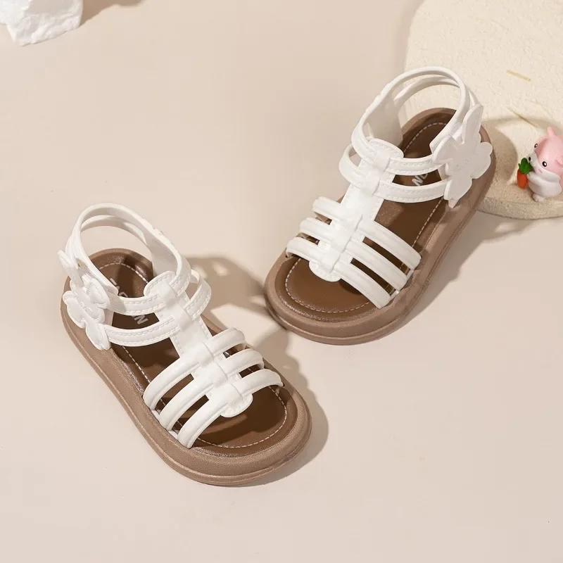 2026 Summer Children Gladiator Sandals New Cute Girl Open-toe Causal Beach Sandals Thick Bottom Fashion Kids Hollow-out Sandals