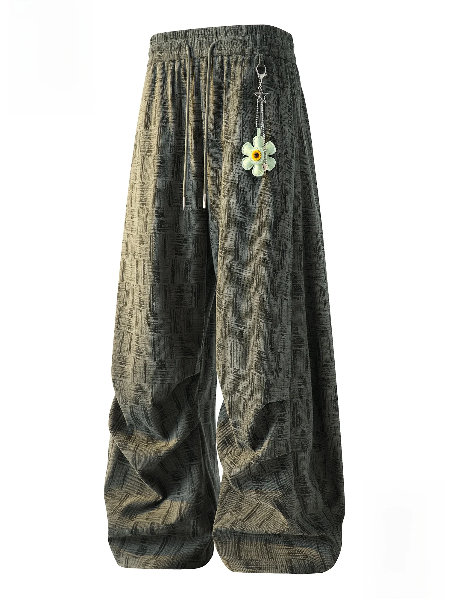 

PaulFrank American Sle Pleated Hanging Decoration Straight Leg Casual Pants Men's Spring Loose Drapey Wide Leg Pants