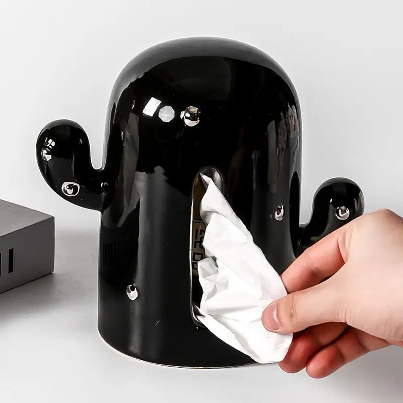 

Стильная керамическая коробка для салфеток в форме кактуса, современный держатель для салфеток, декор для гостиной, рабочего стола, дома, креативный подарок, настольный органайзер