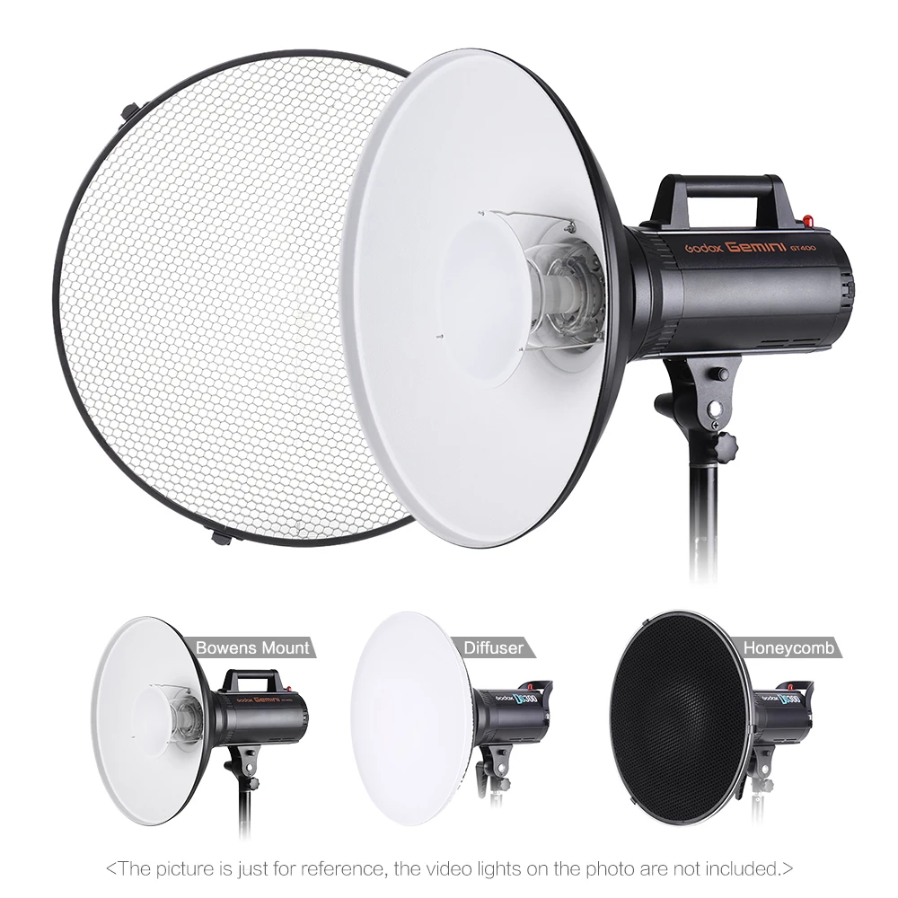 Studio Photography 16In Speedlite Strobe Lighting Diffuser Dish Lampshade Bowens Mount with Reflector Honeycomb Soft Cloth