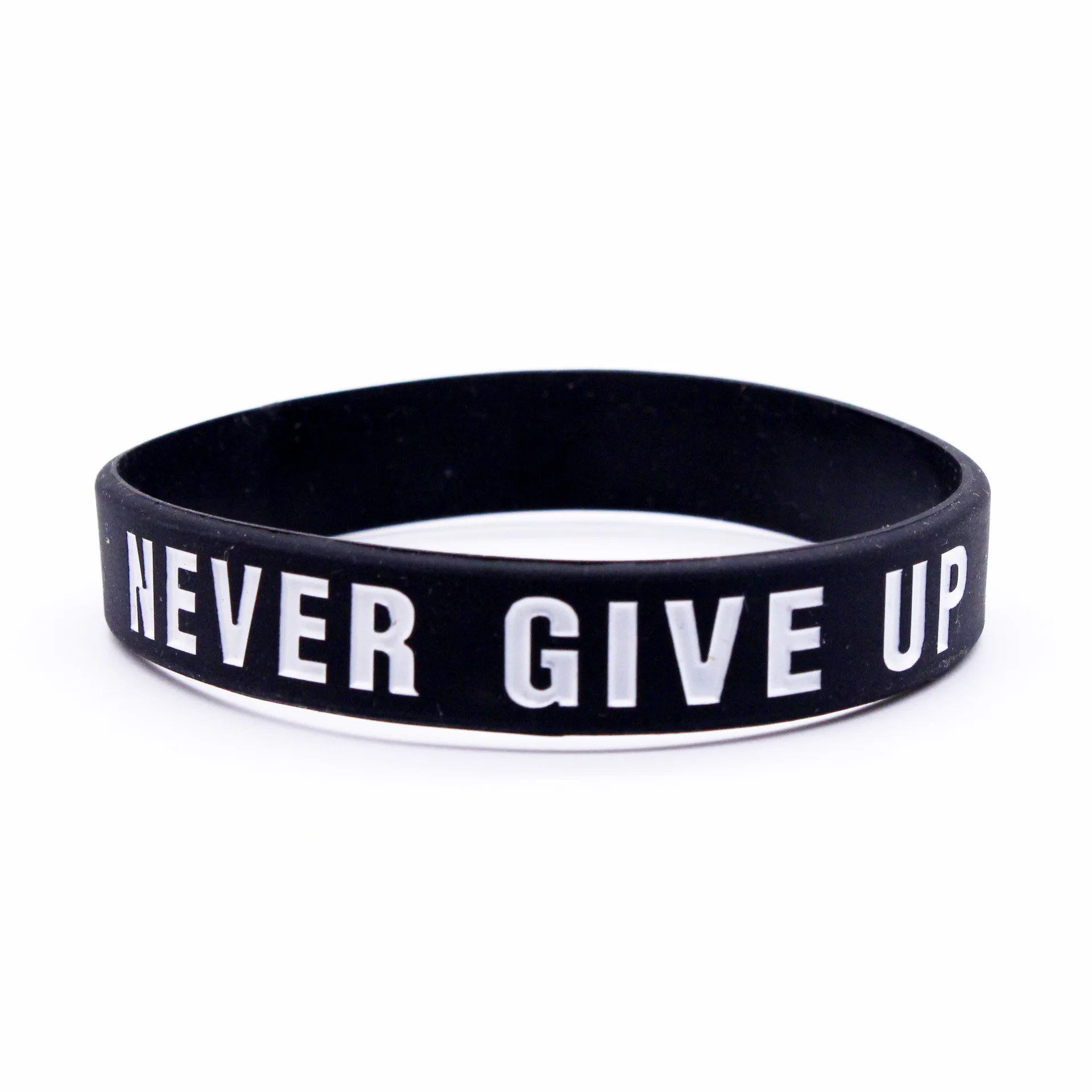 4Pcs Never Give Up Inspirational Fashion Sport Silicone Wristband Rubber Bracelet Festival Gifts And Accessories For Men Women