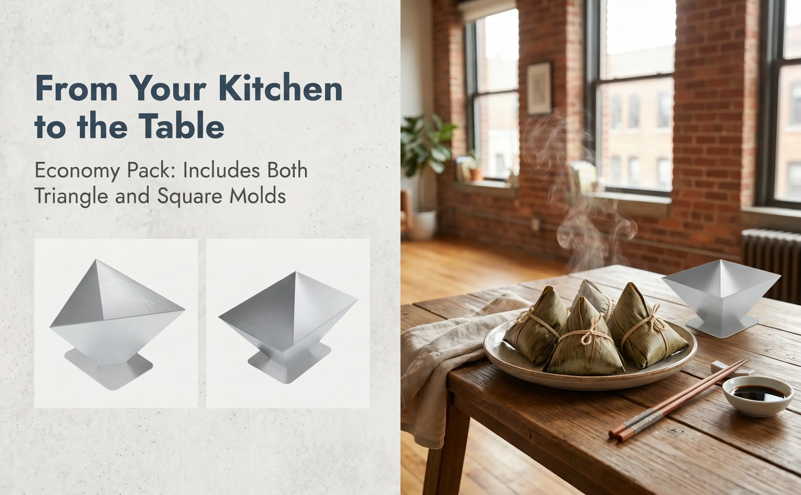 2Pcs Stainless Steel Zongzi Mold for Homemade Rice Dumplings Easy Zongzi Making Tool Kitchen Accessory Chinese Festival Cooking