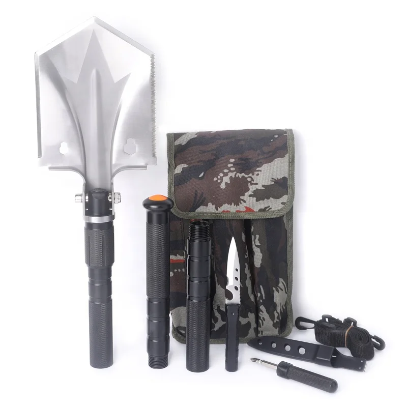 Multi-Tool Folding Survival Shovel With Knife, Portable Camping Entrenching Tool For Outdoor Hiking Hunting