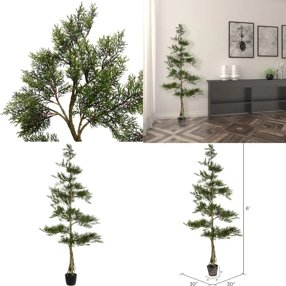 

Реалистичное искусственное кедровое дерево в горшке - Элегантный декор для дома или офиса - Зеленый акцент - Красивое украшение