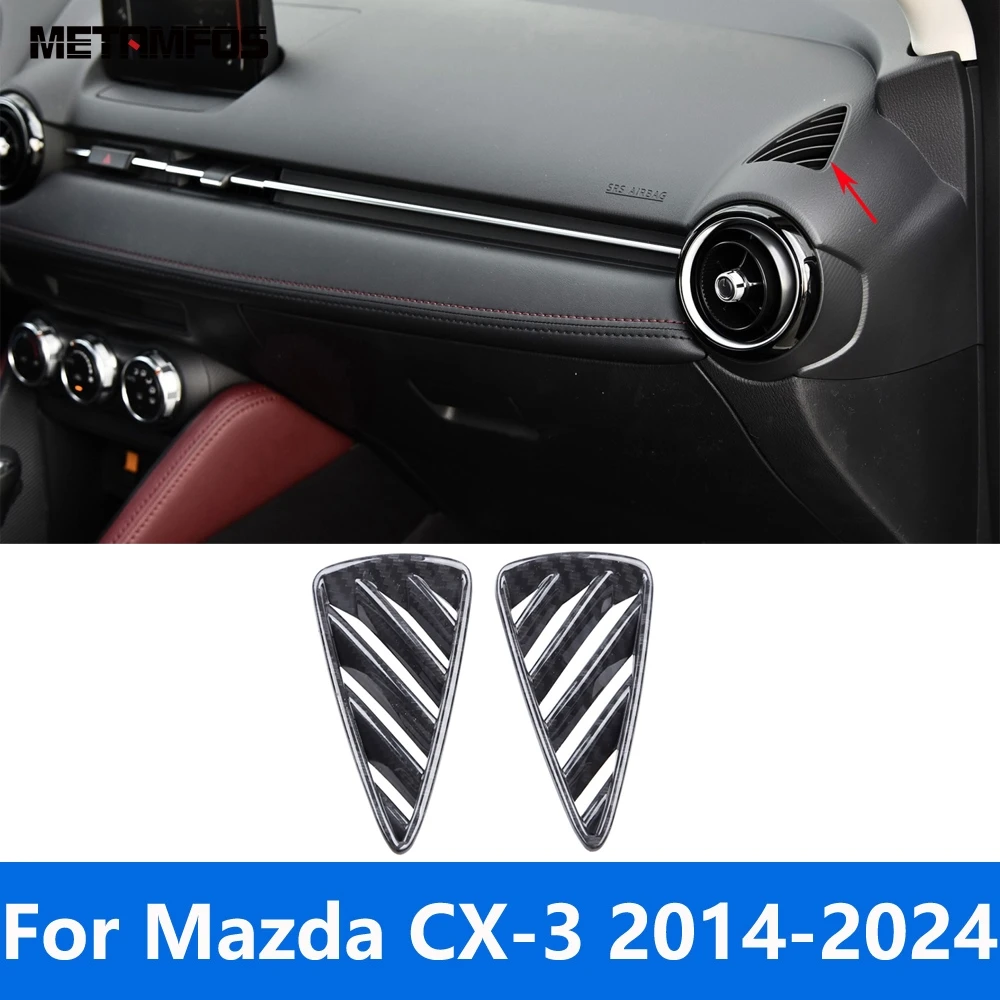 For Mazda CX-3 CX3 2014-2021 2022 2023 2024 Carbon Fiber Front Upper Air Condition AC Vent Outlet Cover Trim Sticker Car Styling