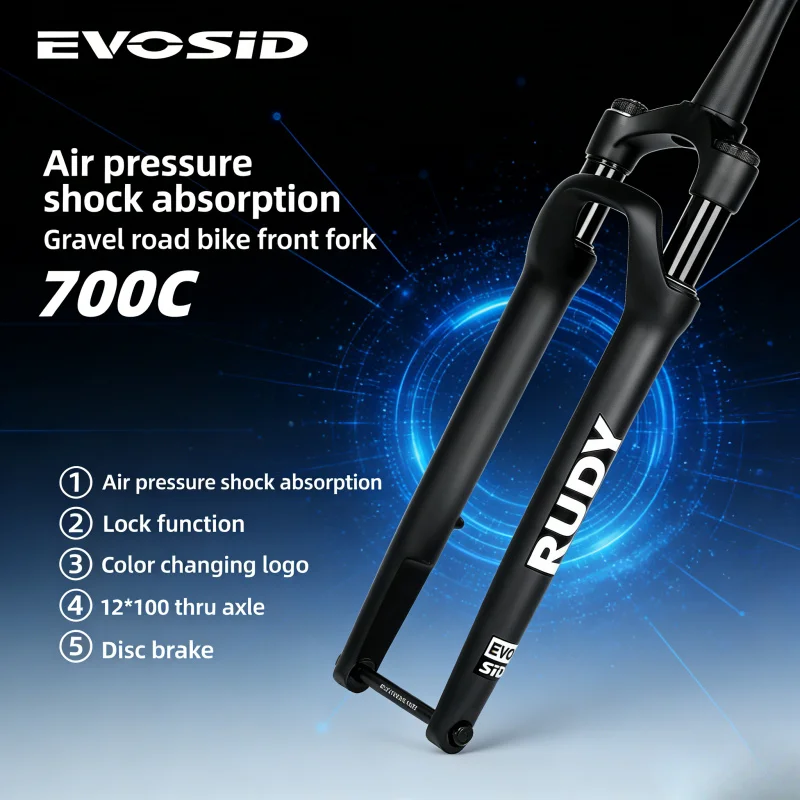 

EVOSID 700C Гравийная подвесная вилка 100*12 мм, сквозная ось, RockShox Air для дисковых шоссейных велосипедов