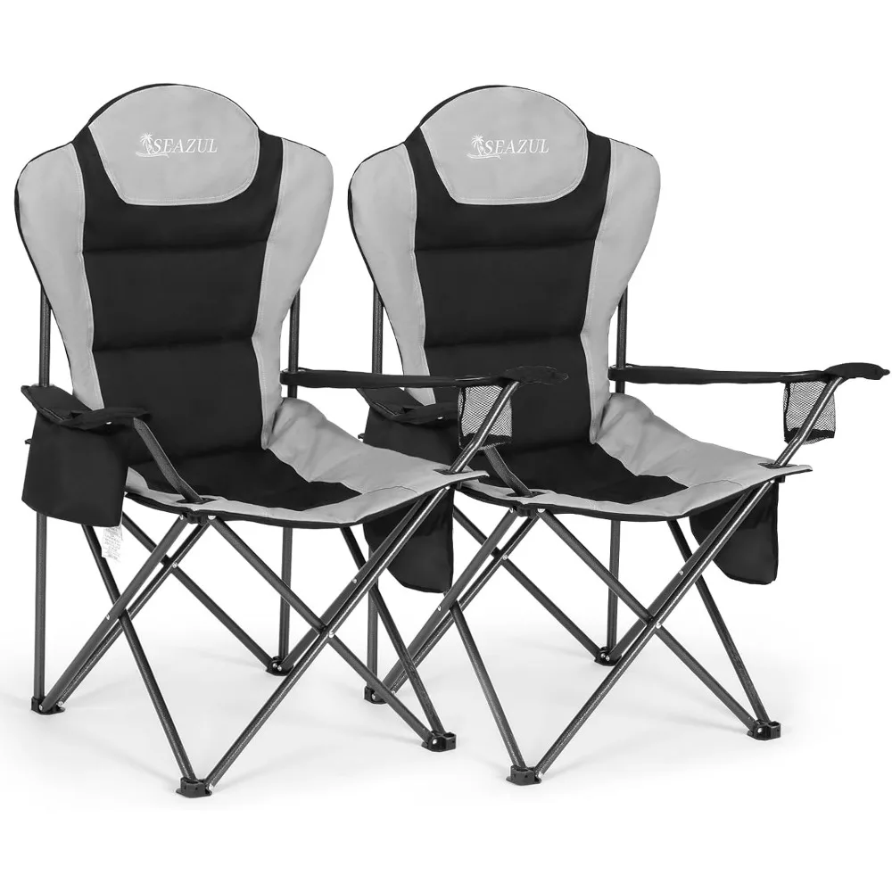 

Camping Chairs 2 Pack, Camp Chair for Adults, Folding Chairs for Outside, Support 380 LBS, Portable Travel Lawn Outdoor Camping