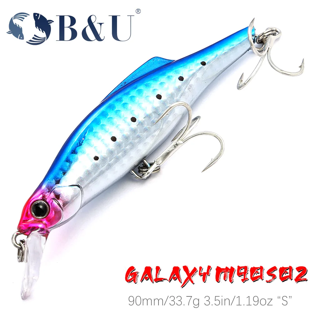 

B&U Sea Heavy Sinking Minnow Fishing 90mm 33.7g Saltwater Wobbler jigs Big Jerkbaits Swimbait Bass Tuna for Fishing Pesca