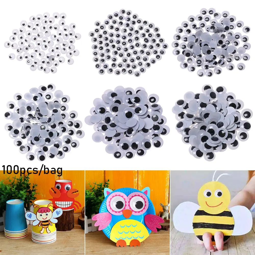 100pcs/bag Handmade Plastic Kids Toys 3D Dolls Accessories Wiggling Moving Eyes Plush Panda Eye DIY Dolls Materials