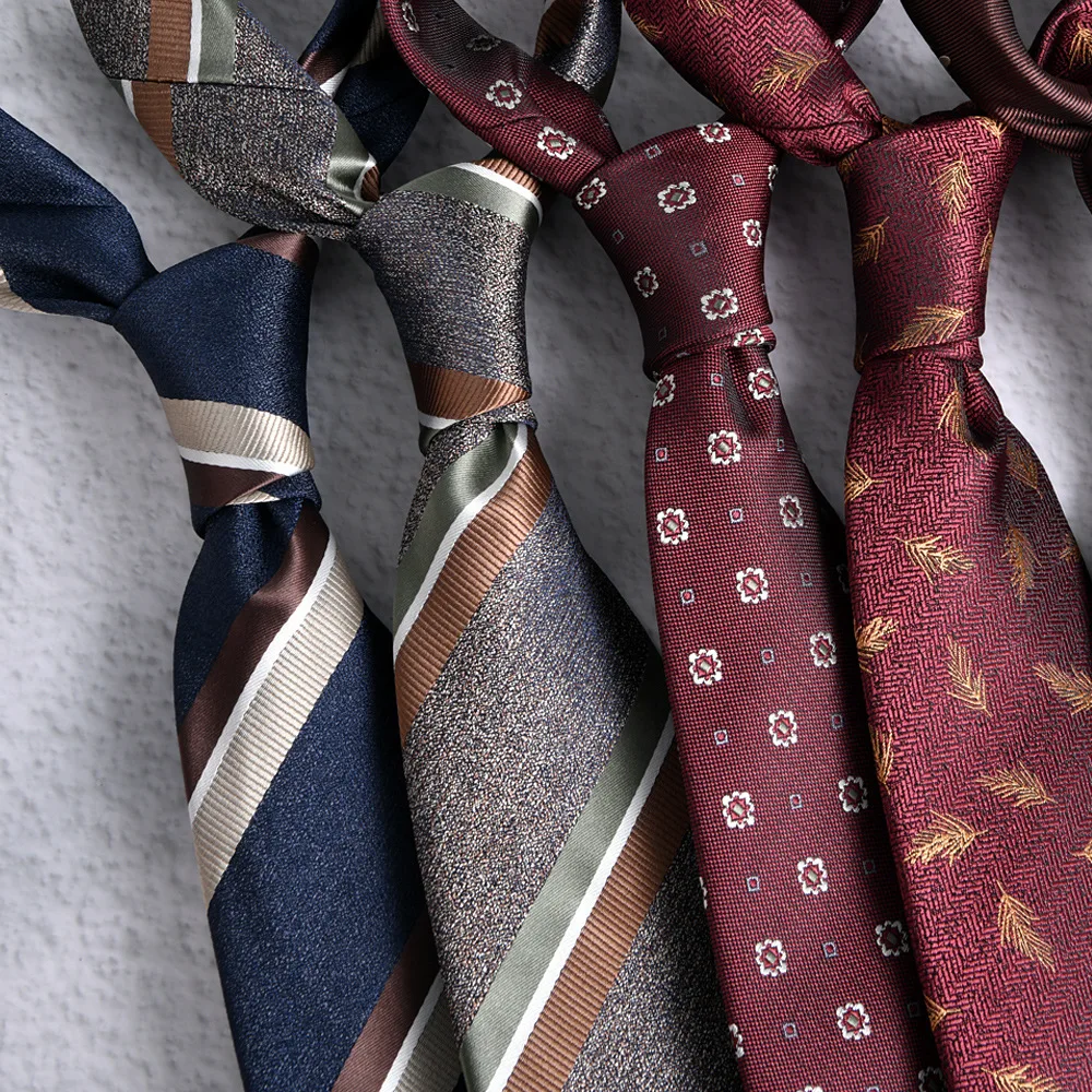 Men's Tie Handkerchief Set Formal Embroidery 2025 New Style Feathers Pattern Business Suit Accessory